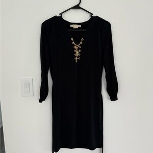 Michael Kors Black Sheath Dress with Bishop Sleeves